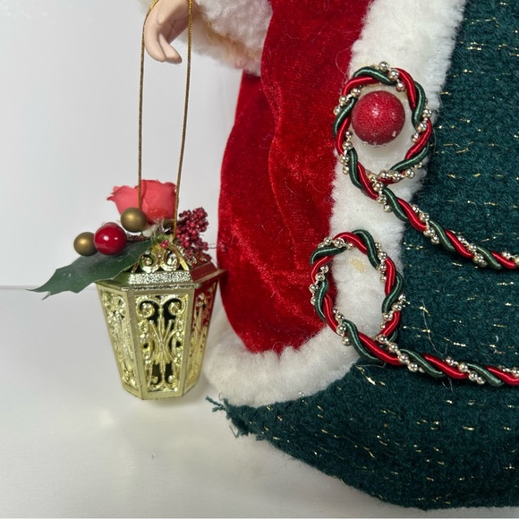 Victorian Santa Claus Porcelain Tree Topper Christmas Gold Red Green Robes 14” - Picture 5 of 8